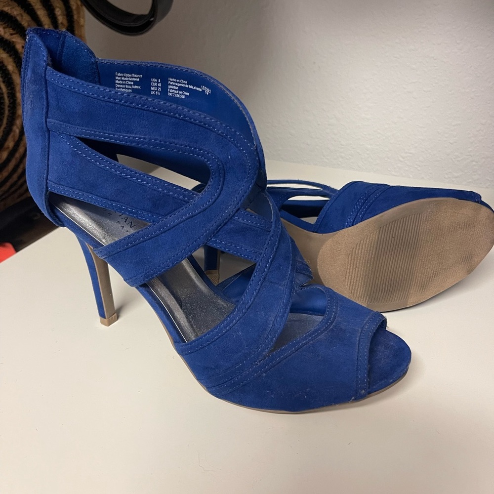 Authentic suede royal blue 3” heels